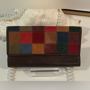 Vintage Fossil Patchwork Leather Wallet